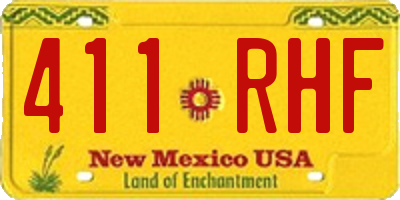 NM license plate 411RHF