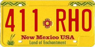 NM license plate 411RHO