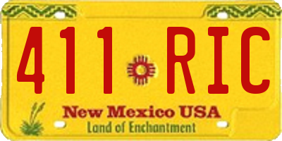NM license plate 411RIC