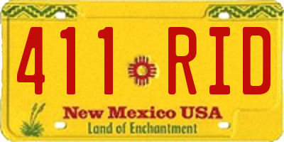 NM license plate 411RID