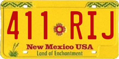NM license plate 411RIJ