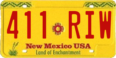NM license plate 411RIW