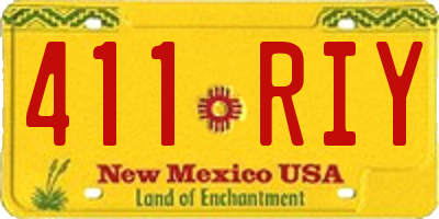NM license plate 411RIY
