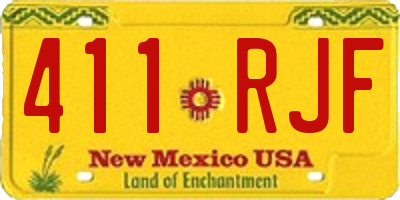 NM license plate 411RJF