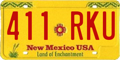NM license plate 411RKU