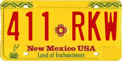 NM license plate 411RKW