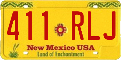 NM license plate 411RLJ