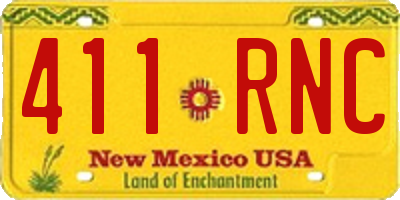 NM license plate 411RNC