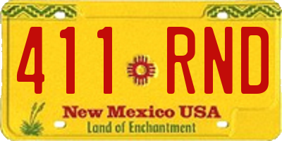 NM license plate 411RND