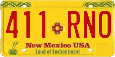 NM license plate 411RNO