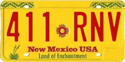 NM license plate 411RNV