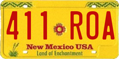 NM license plate 411ROA