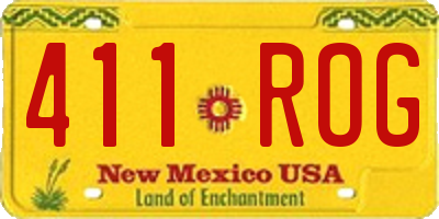 NM license plate 411ROG