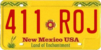 NM license plate 411ROJ