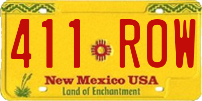 NM license plate 411ROW