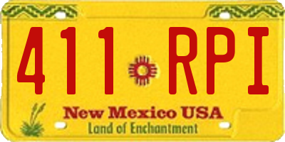 NM license plate 411RPI