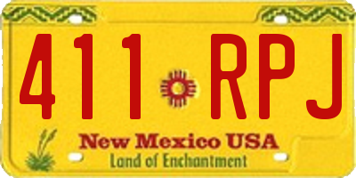 NM license plate 411RPJ