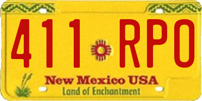 NM license plate 411RPO