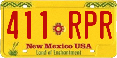 NM license plate 411RPR