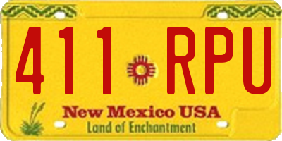 NM license plate 411RPU