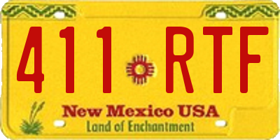 NM license plate 411RTF