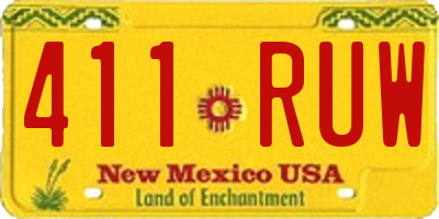 NM license plate 411RUW