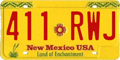 NM license plate 411RWJ