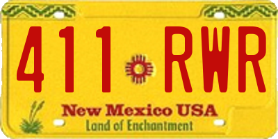 NM license plate 411RWR