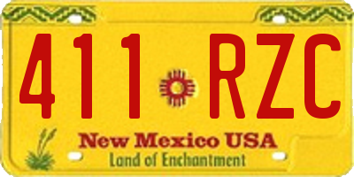 NM license plate 411RZC