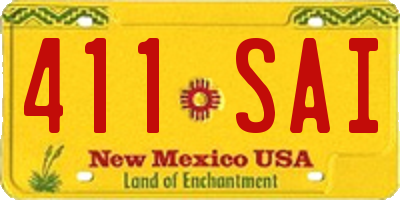 NM license plate 411SAI