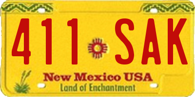 NM license plate 411SAK