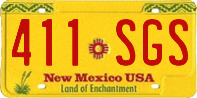 NM license plate 411SGS