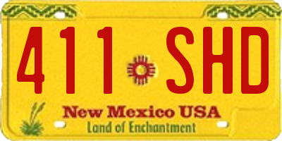 NM license plate 411SHD