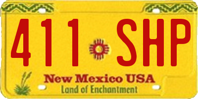 NM license plate 411SHP