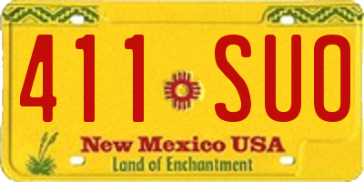NM license plate 411SUO