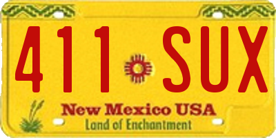 NM license plate 411SUX