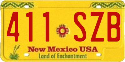 NM license plate 411SZB