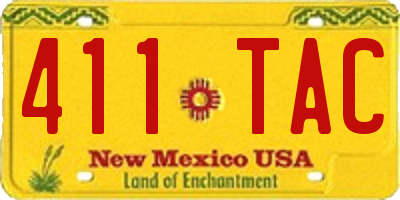 NM license plate 411TAC