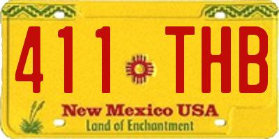 NM license plate 411THB
