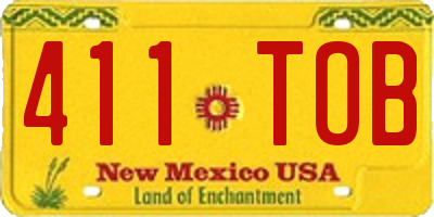 NM license plate 411TOB