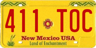 NM license plate 411TOC