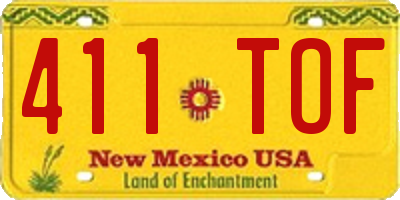 NM license plate 411TOF