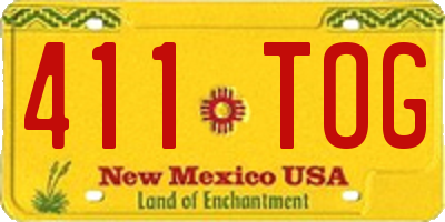 NM license plate 411TOG