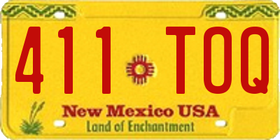 NM license plate 411TOQ