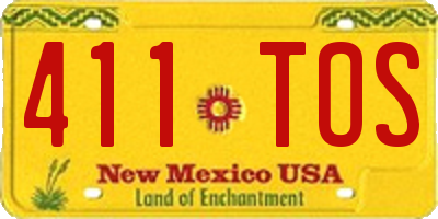 NM license plate 411TOS