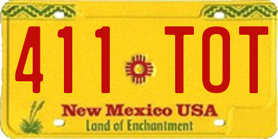 NM license plate 411TOT
