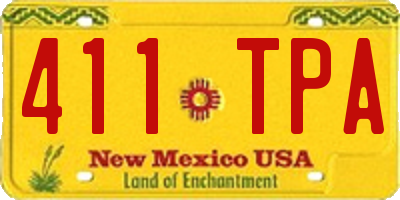 NM license plate 411TPA