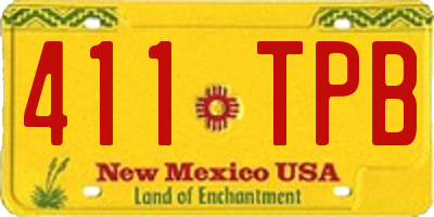 NM license plate 411TPB