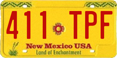 NM license plate 411TPF
