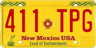 NM license plate 411TPG
